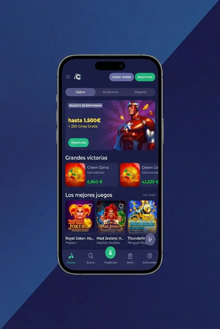 Pantalla de inicio de sesión en la app móvil de Bruno Casino con acceso a casino y apuestas deportivas