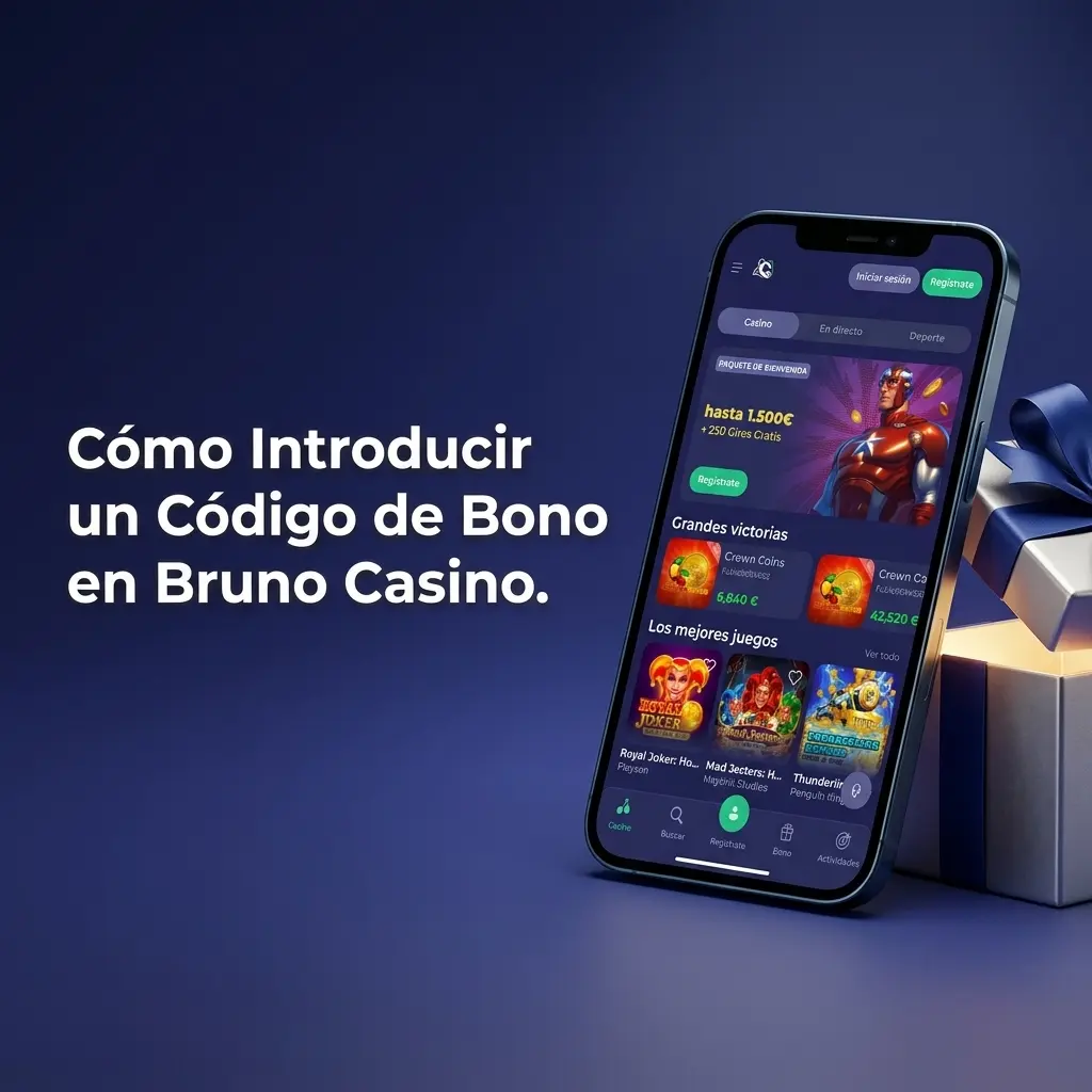 Jugador introduciendo código de bono BRUNO150 en la sección de depósito de Bruno Casino para activar promoción