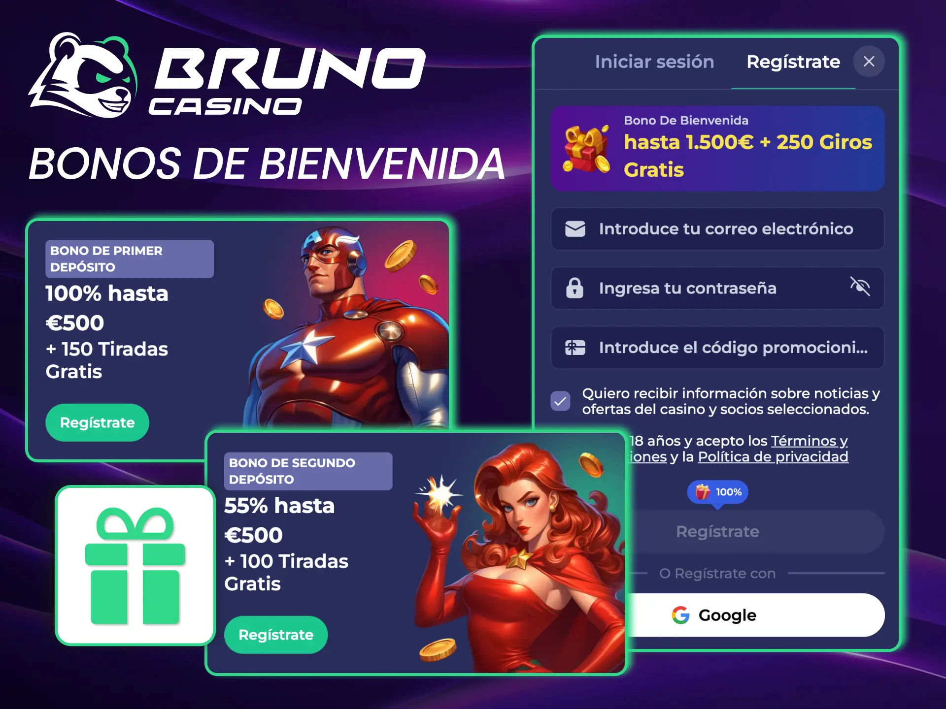 Bonos de Bruno Casino incluyen giros gratis y requisitos de apuesta claros.