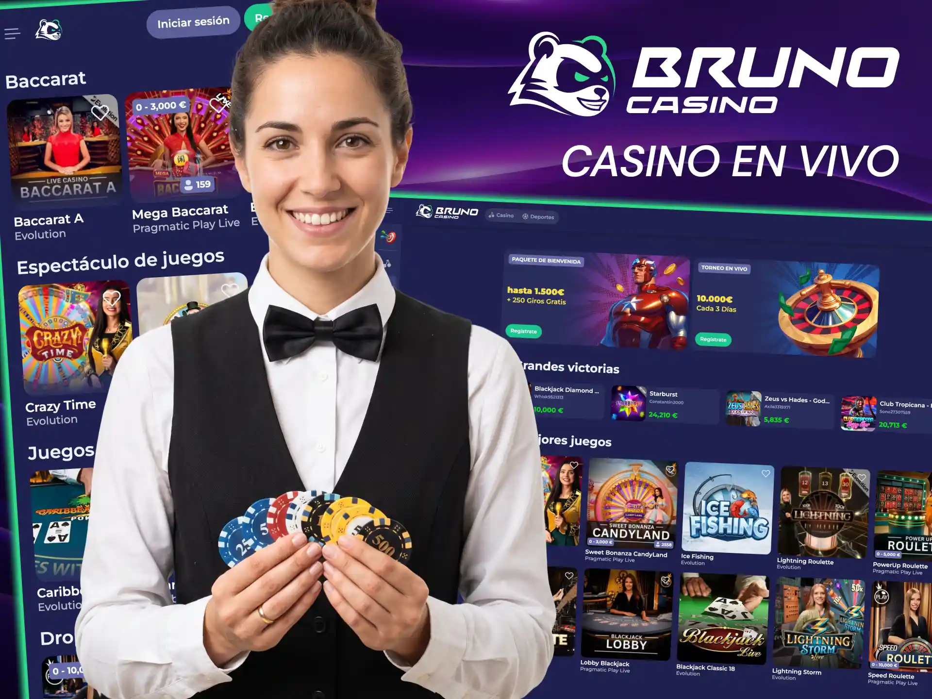 Bruno Casino ofrece casino en vivo con crupieres reales y video HD.